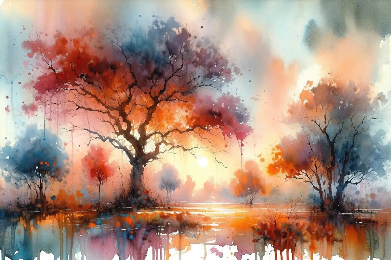 Feuriges Herbstdach in der Abenddämmerung Hahnemühle von Chromatic Fusion Studio