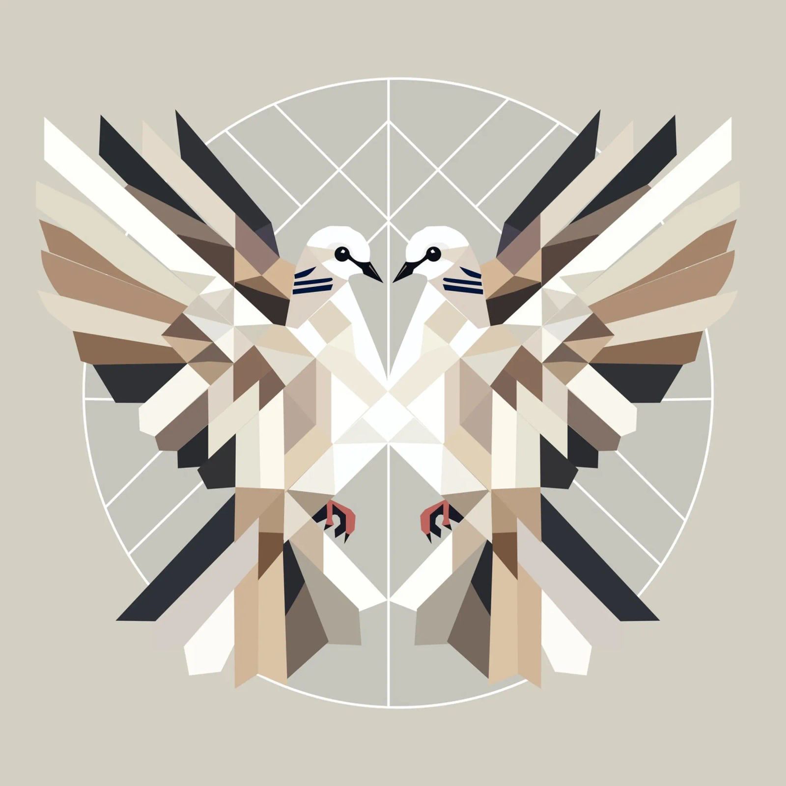 Two doves in geometric style - a symbol of harmony poster by namosh