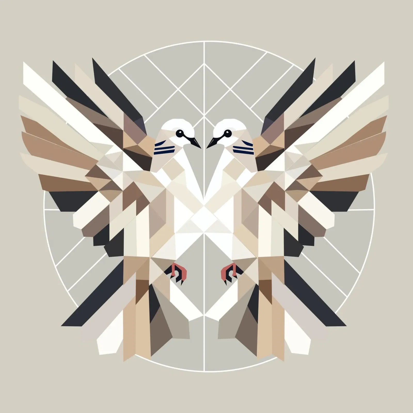 Due colombe in stile geometrico - un simbolo di armonia poster da namosh
