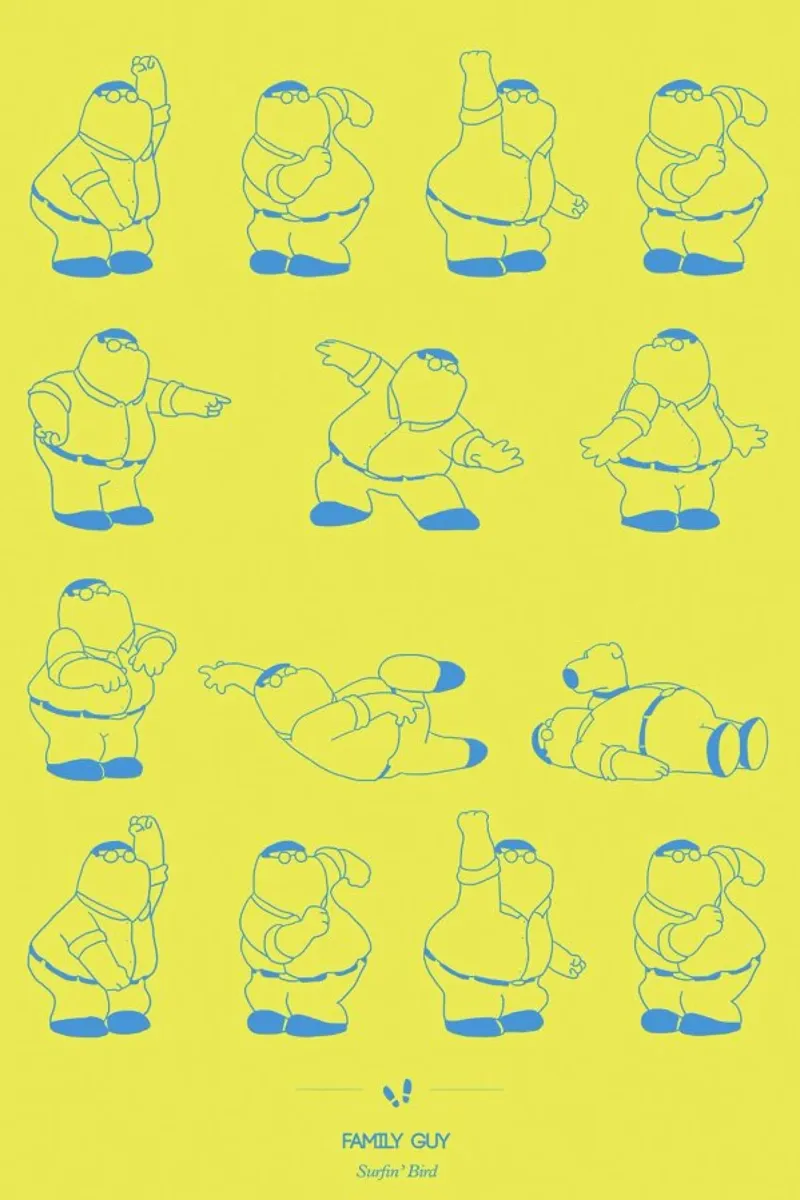 Family Guy - Surfin' Bird poster con telaio in legno da Niege Borges