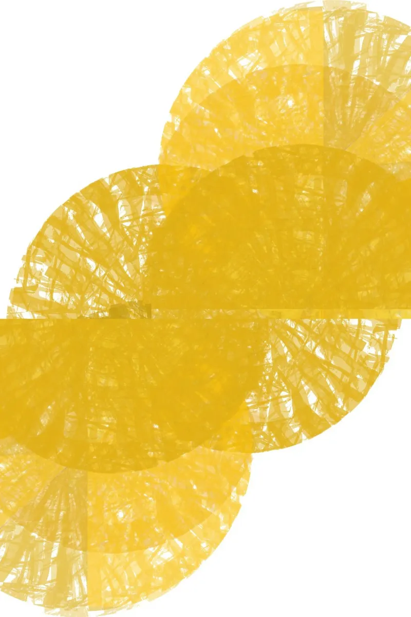 Yellow Circle Fans 1 poster con telaio in alluminio da Casa Cartissi