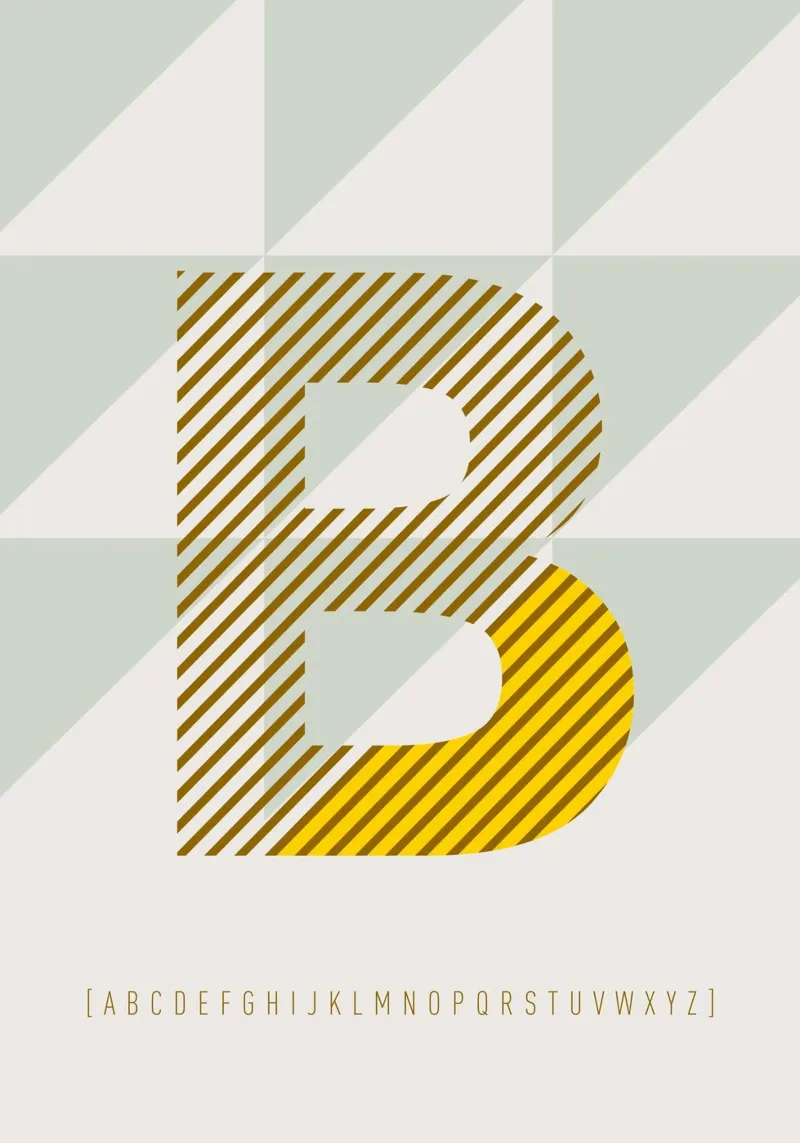 B Typeface Alphabet alluminio dibond da lazydaypaper