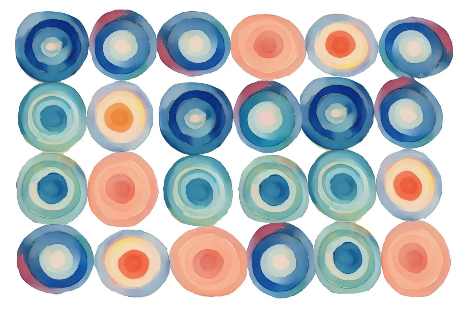 Multi Coloured Watercolour Circles carta hahnemühle da Casa Cartissi