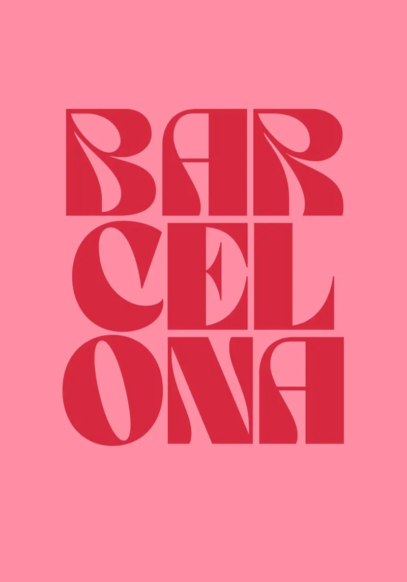 Barcellona Viaggio Tipografia rosa e rossa carta hahnemühle da pdigitalprints