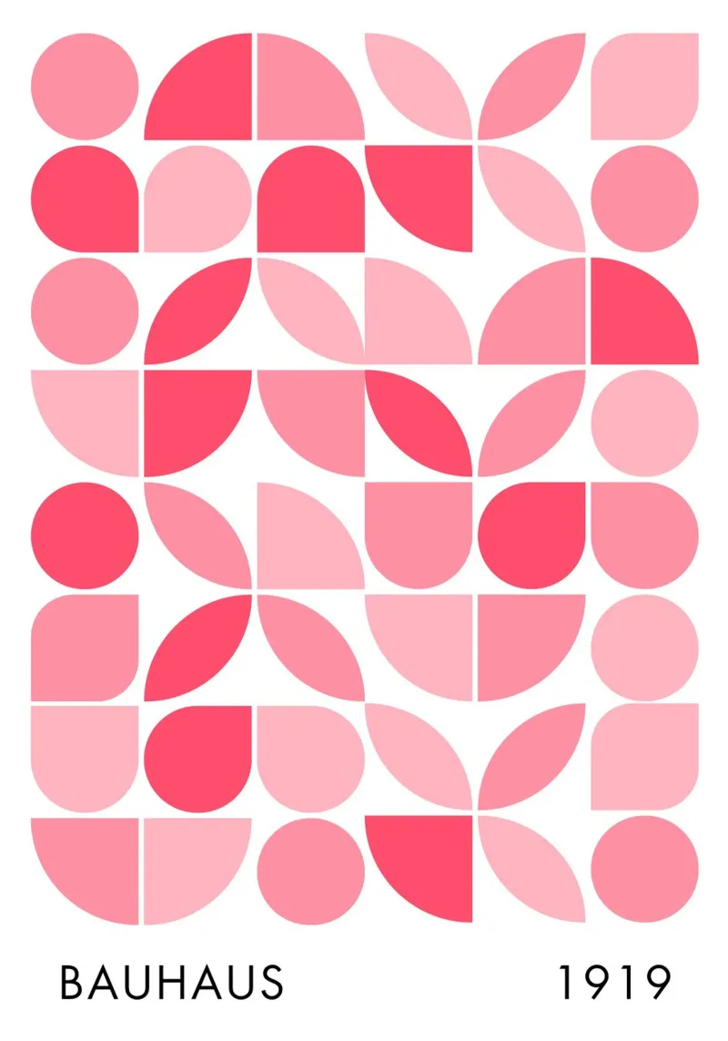 Bauhaus Rosa e Rosso Forma geometrica poster con telaio in plastica da pdigitalprints