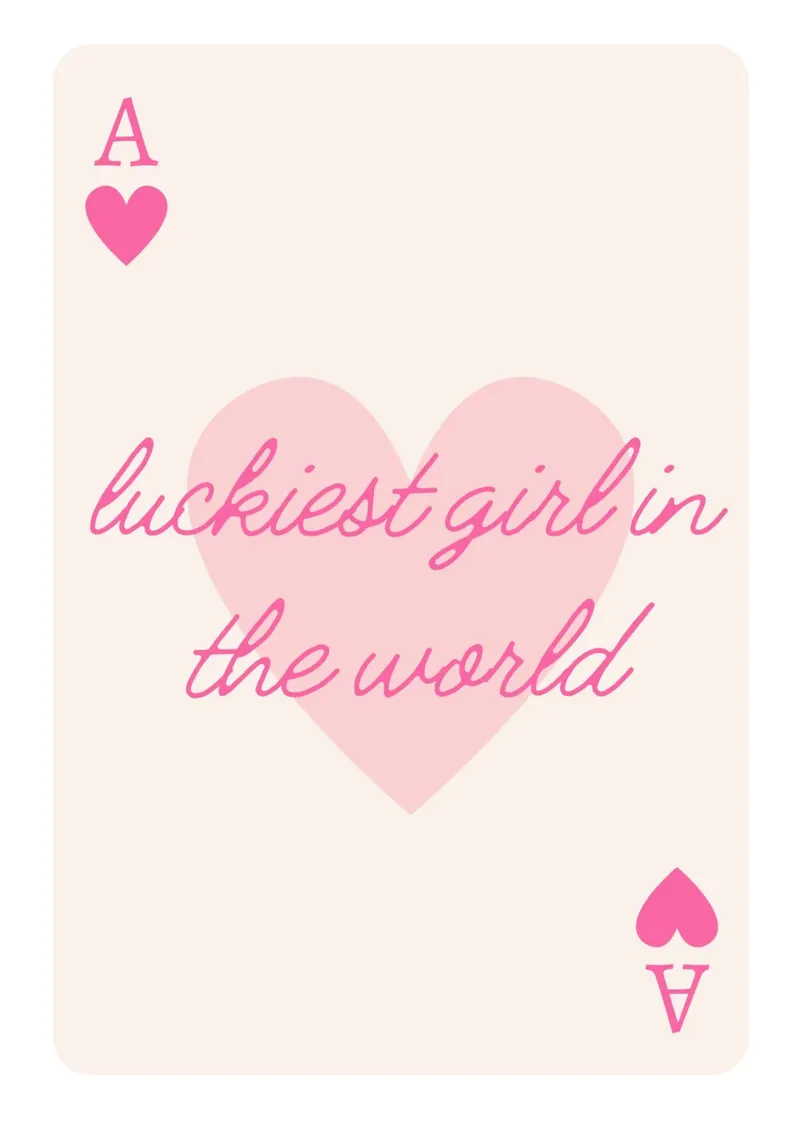 La ragazza più fortunata del mondo Citazione di carte da gioco pellicola backlit da pdigitalprints
