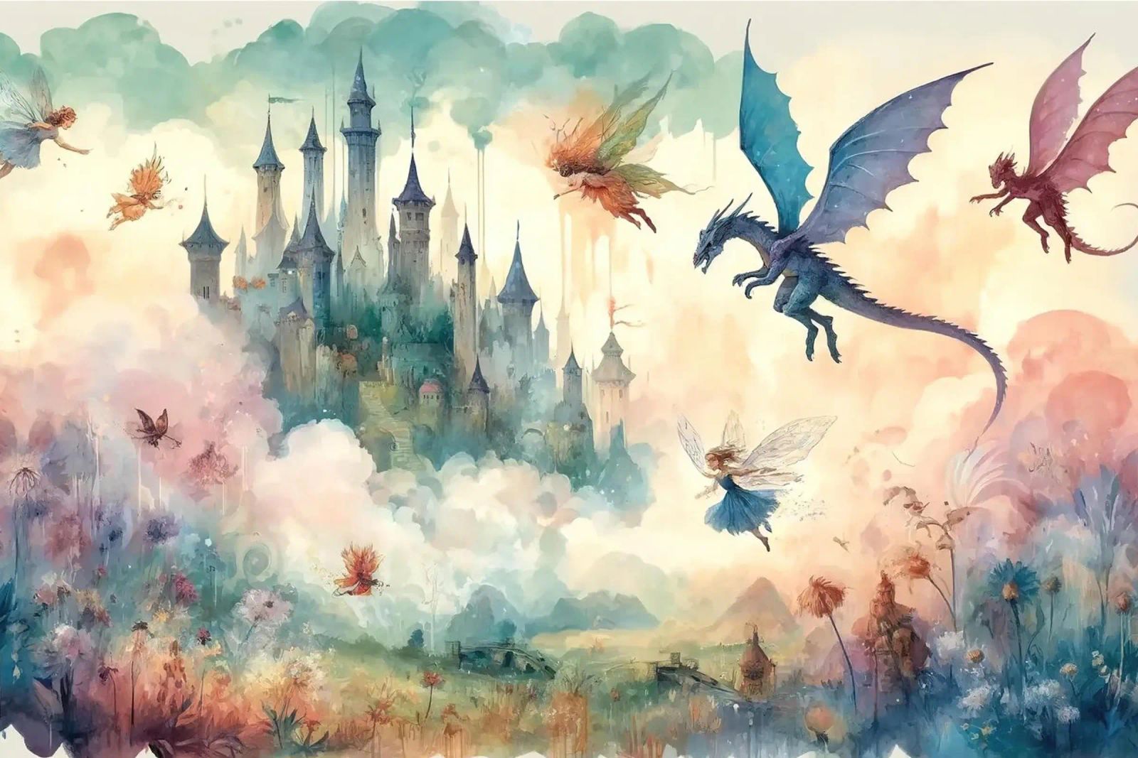 Royaume enchanté des châteaux et des fées poster de Chromatic Fusion Studio