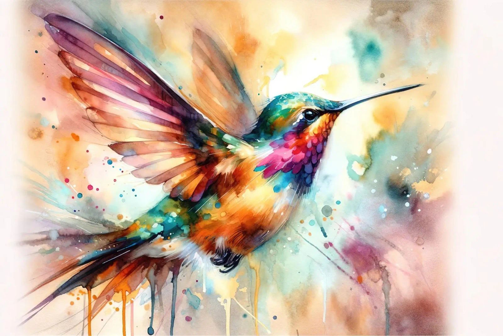 Iridescent Hummingbird Mid Flight poster by Chromatic Fusion Studio