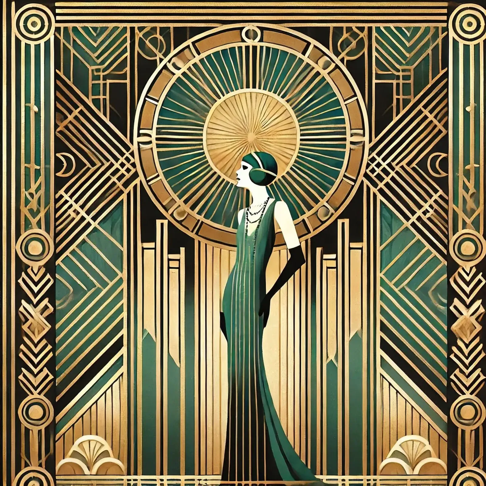 Eleganza opulenta Un omaggio all'Art Déco poster con telaio in alluminio da Chromatic Fusion Studio