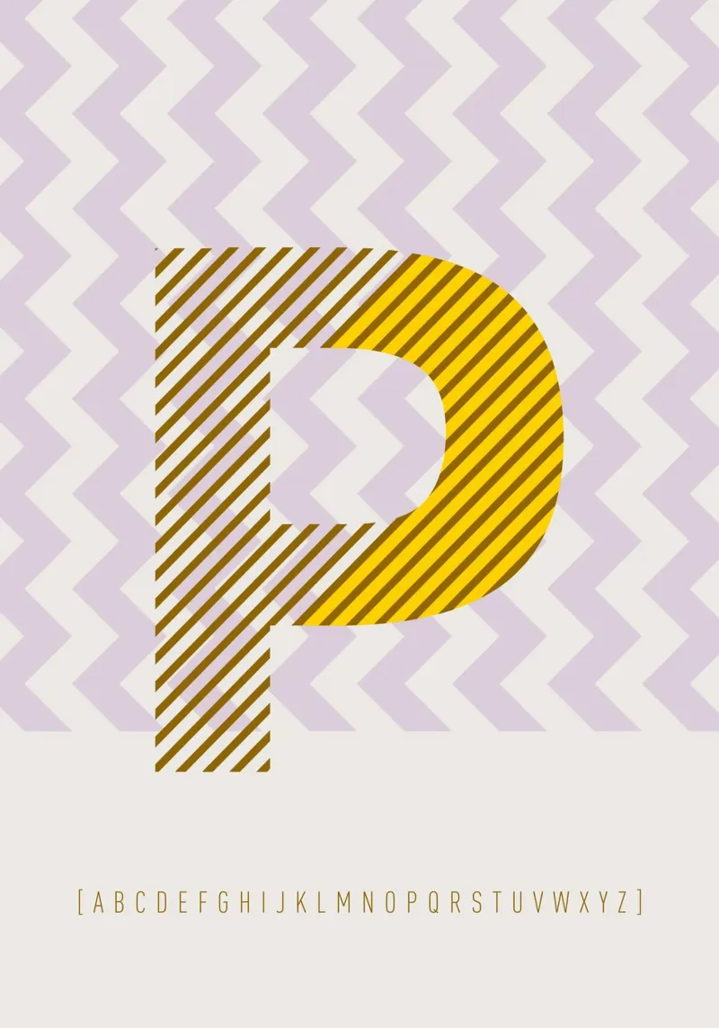 P Typeface Alphabet alluminio dibond da lazydaypaper