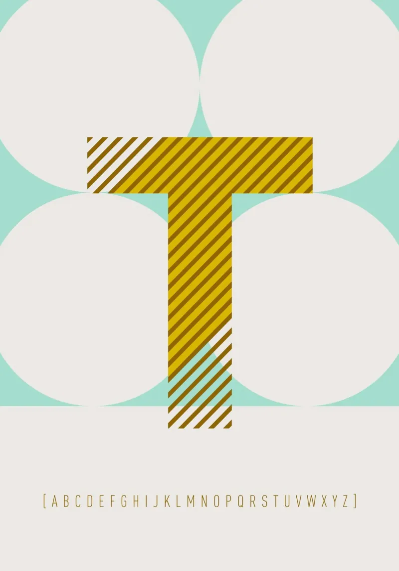 T Typeface Alphabet poster da lazydaypaper