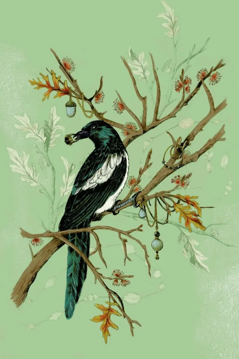 Magpie Jewels poster con telaio in alluminio da La Scarlatte