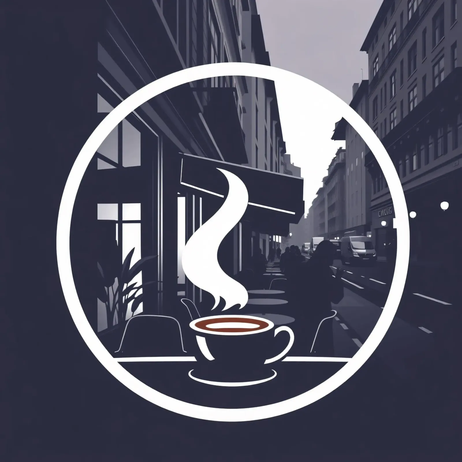 Accogliente atmosfera da caffetteria in una strada trafficata pellicola backlit da DesignDoodle