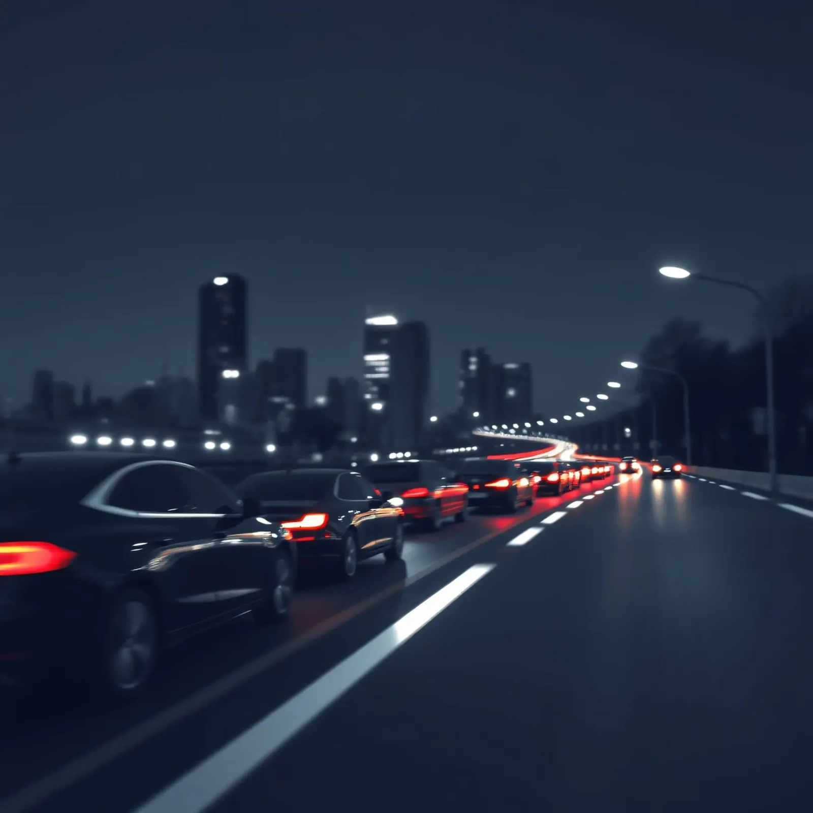 Traffic moving through a city highway at nigh pellicola backlit da DesignDoodle