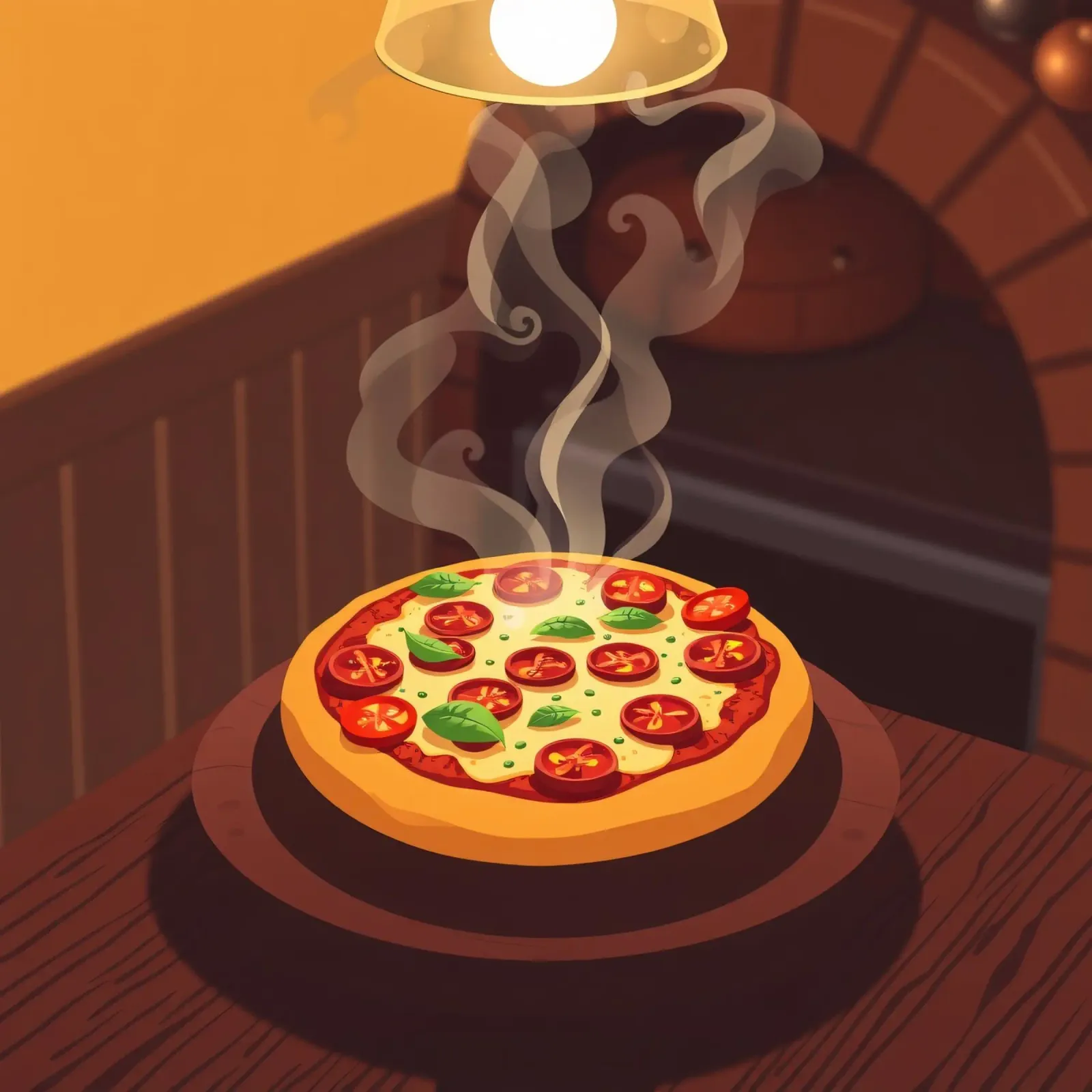 Freshly baked pizza with tomatoes and herbs steaming canvas with Floater frame by DesignDoodle